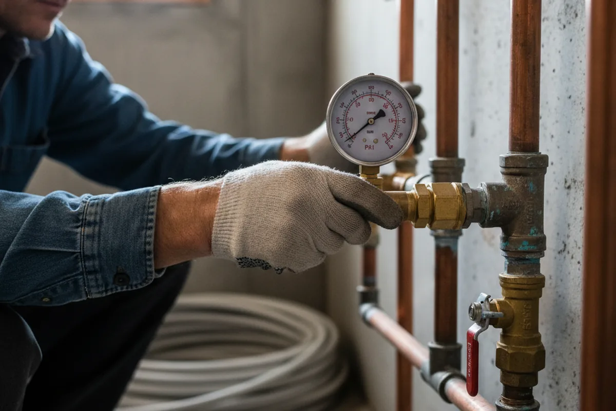 Pressure testing a repaired line during Water Line Repair in Nanticoke
